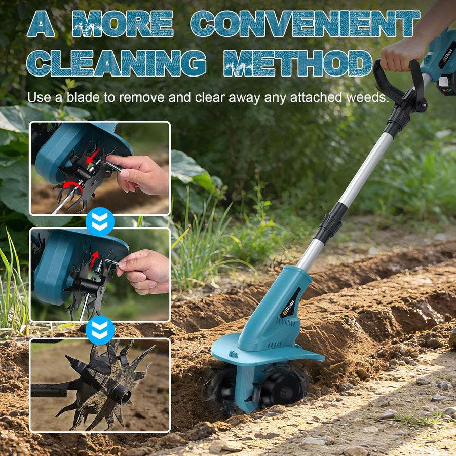 Gisam Bürstenloser Elektro-Gartenfräser Bodenfräse für Makita 18V Akku in Blau - Bild 5