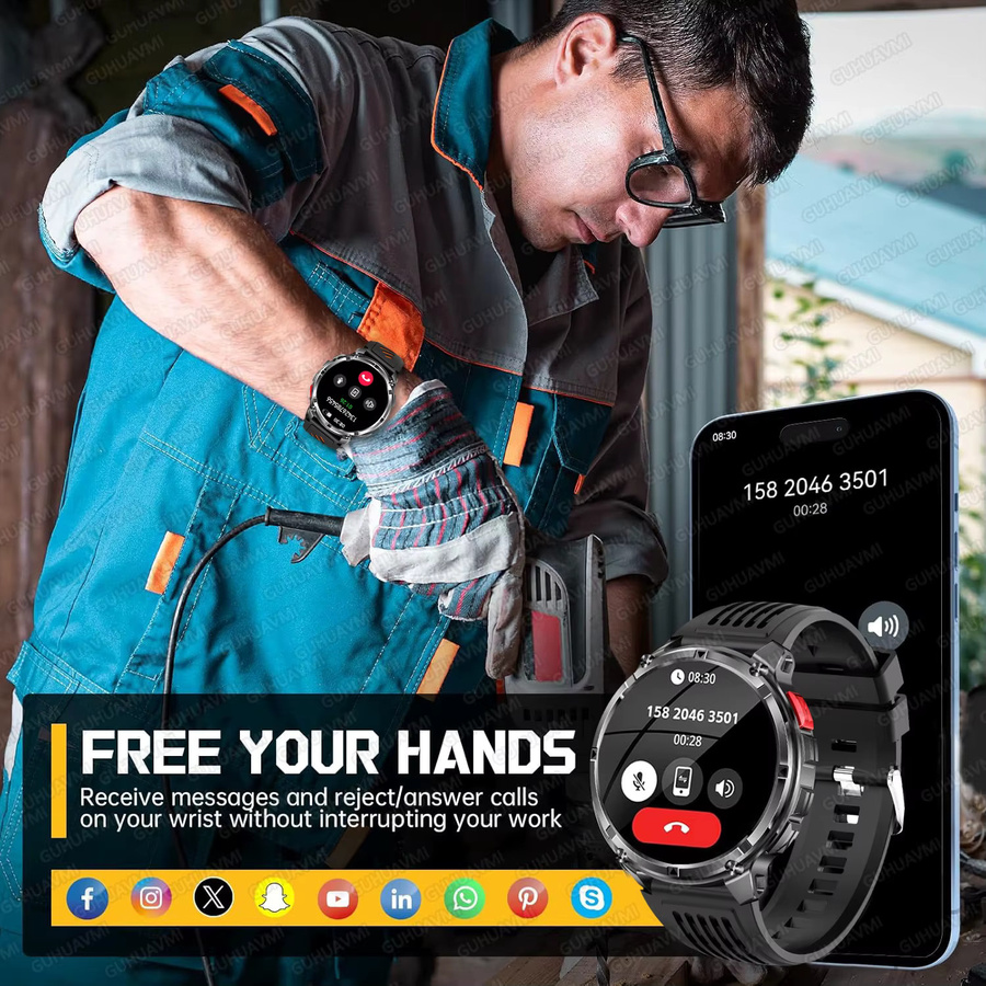GUHUAVMI Smartwatch, GPS, Schwarz, Kunststoff, Herren - Bild 6