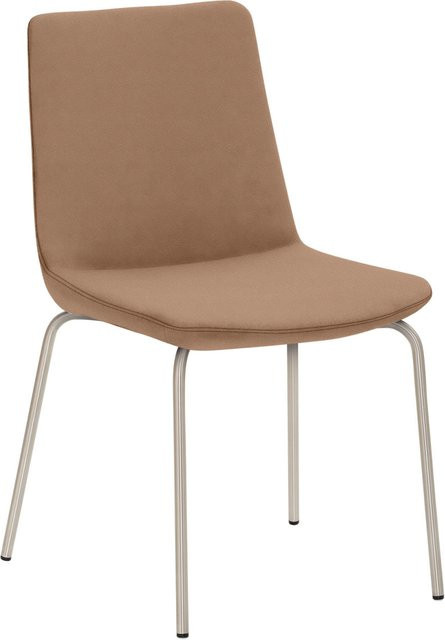Mayer Sitzmöbel Stuhl Vierfuß in Lederoptik aus Mikrofaser, Farbe Hellbraun, Gestell Edelstahl, B/T/H: 48 x 54 x 87 cm - Bild 1