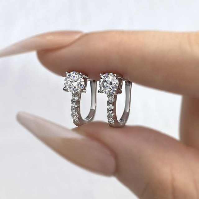 DWJ Ohrringe, 925 Silber, Moissanit-Diamant, Damen - Bild 1