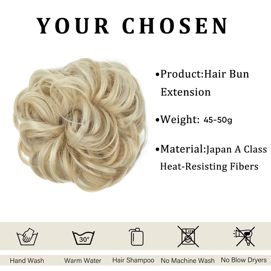 SARLA Haarteil Chignon Updo, blonde braune lockige Haarteile, Damen - Bild 2