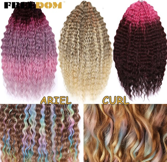 Freedom Ariel Curl Synthetisches Twist-Häkelhaar, 55,9 cm, Wasserwelle, Ombre-Blond, Regenbogen - Bild 1