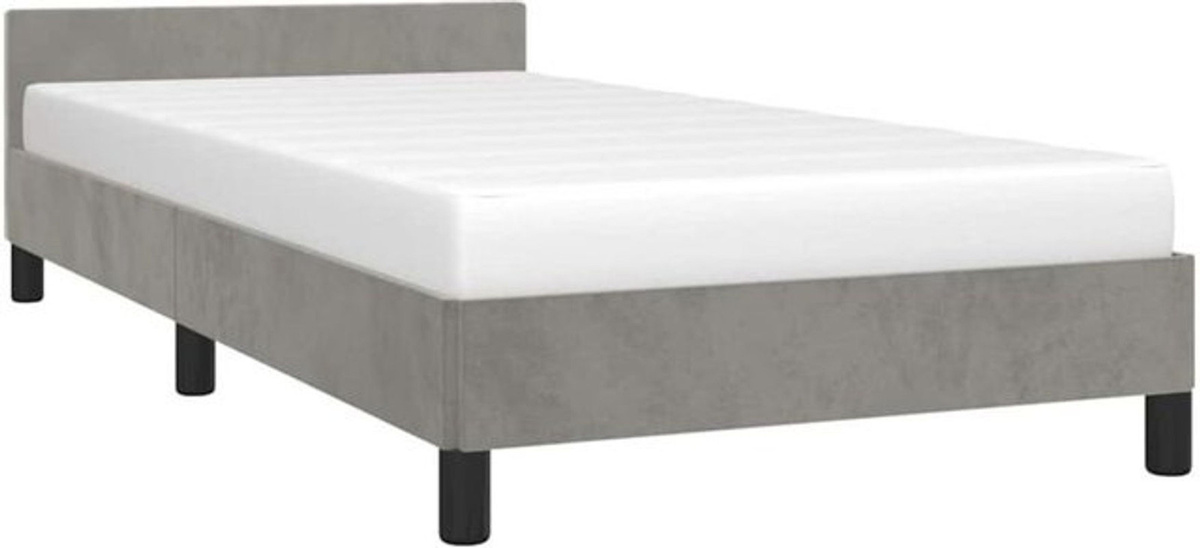 Vidaxl Polsterbett aus Samt in Grau, Modernes Bettgestell ohne Matratze, B/T: 100 x 200 cm - Bild 1