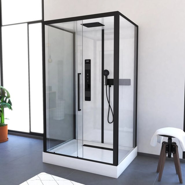 Aurlane Komplettdusche Urban mit Fronteinstieg in Transparent, Weiß und Schwarz, B: 115 cm, T: 90 cm, H: 215 cm - Bild 1