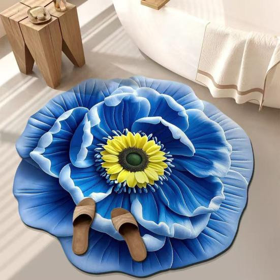 NOALT Carpets Kieselgur Fußmatte mit 3D Blumendesign, rutschfest und saugfähig, Breite: 80 cm - Bild 1