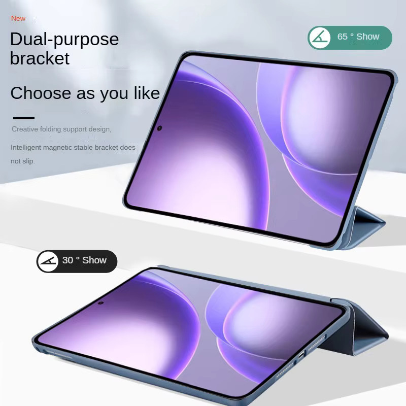 OPPO Pad Mini 2026 Hülle 8,8 Zoll mit Magnetischem Trifold-Ständer aus PU-Leder und Silikon in Schwarz - Bild 3