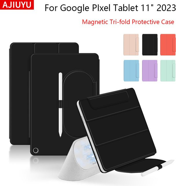 AJIUYU Smart Case für Google Pixel Tablet 2023, Magnetische Buch-Abdeckung aus PU-Leder, Schwarz - Bild 1