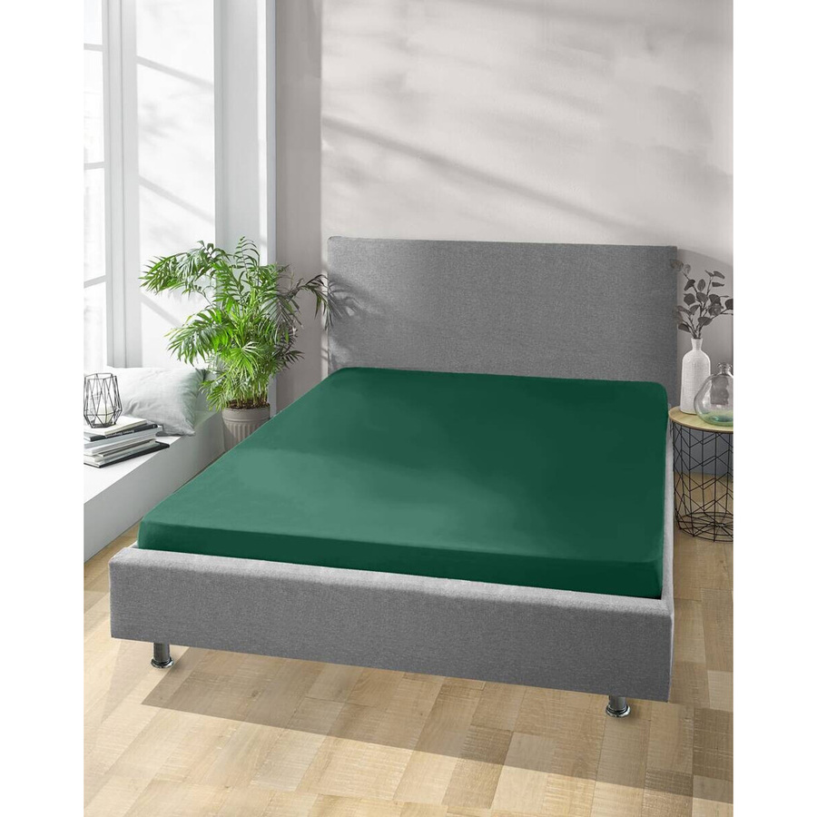 Pocoline Jersey Spannbetttuch aus Baumwolle in Petrol, B: 150 cm, H: 28 cm, L: 200 cm - Bild 2