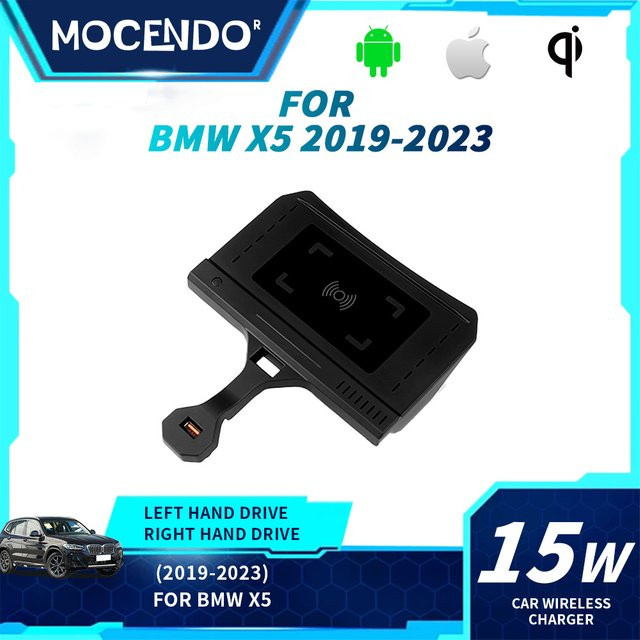 MOCENDO Drahtloses Auto-Ladegerät für BMW X5 2019-2023, 15W Schnelles Handy-Ladegerät und Halterung in Schwarz - Bild 1