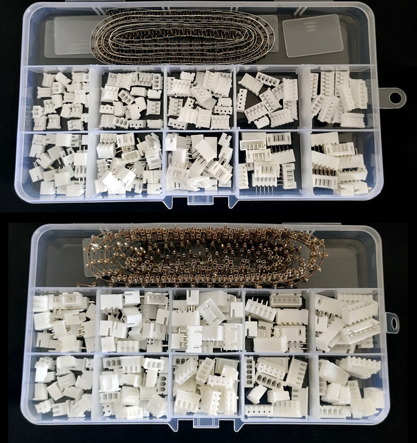 JST PH2.0 und XH2.54 Steckverbinder Set mit männlichen und weiblichen Nadelsteckern, geraden Terminals und Buchsen, Farbe: Weiß - Bild 1