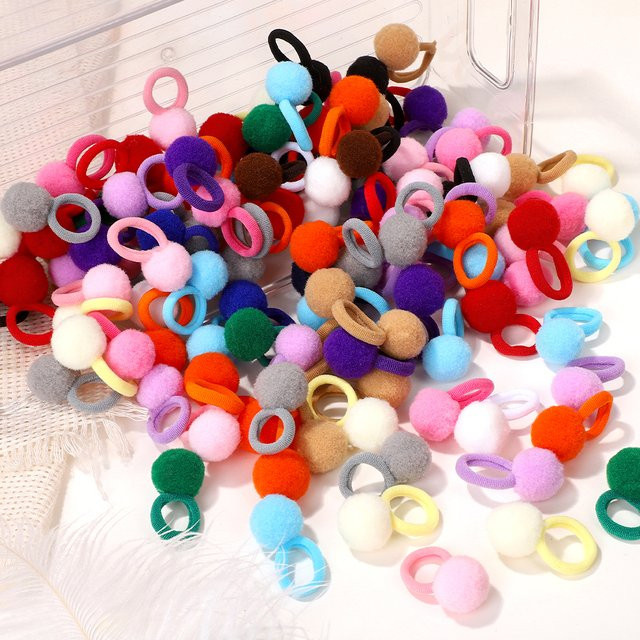 HAHAYL Scrunchies mit Plüschball, 20 Stück, Kinder - Bild 1
