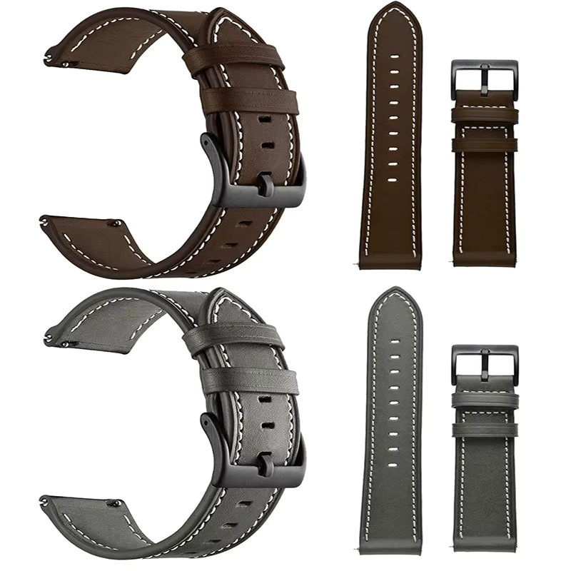 QCTOG Uhrenarmband Leder, Schwarz, Unisex, 20mm - Bild 4