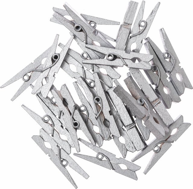 Rico Design Holzklammern in Silber, 24 Stück, Größe 3 cm - Bild 1