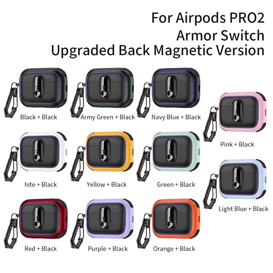 Armor Lock Kopfhörer-Schutzhülle für Apple AirPods Pro (1., 2., 3. und 4. Generation) in Schwarz mit Haken aus TPU und PC - Bild 6