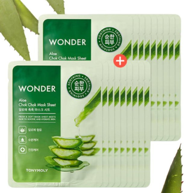 TONYMOLY Wonder Chok Chok Aloe Maskenblatt, 20 Blatt, Unisex - Bild 1