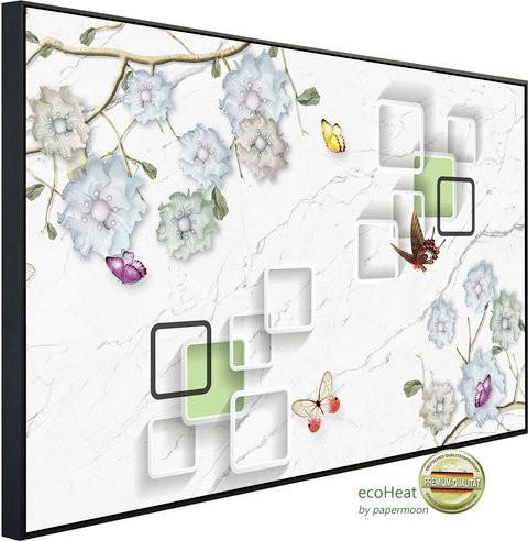 papermoon EcoHeat Infrarotheizung mit Blumen- und Schmetterlingsmuster, bunt, Matt-Effekt, App-Steuerung und Überhitzungsschutz - Bild 1