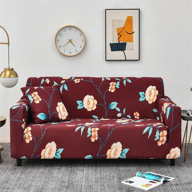 Yiran Furniture Elastischer Sofabezug mit Strukturmuster in Rot für Ecksofas und Sectionalsofas - Bild 1
