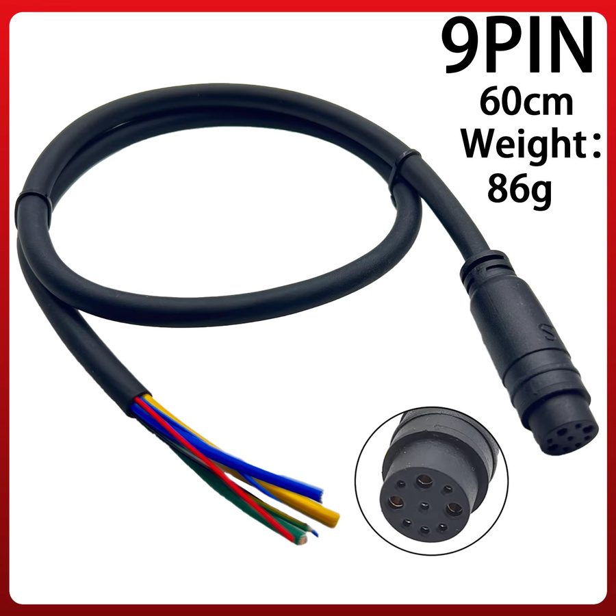 Elektrofahrrad-Zubehör Motor-Umrüstkabel mit wasserdichtem 9-Pin Stecker für E-Bike Controller, Verlängerung G9.6/M9.6, Schwarz - Bild 4