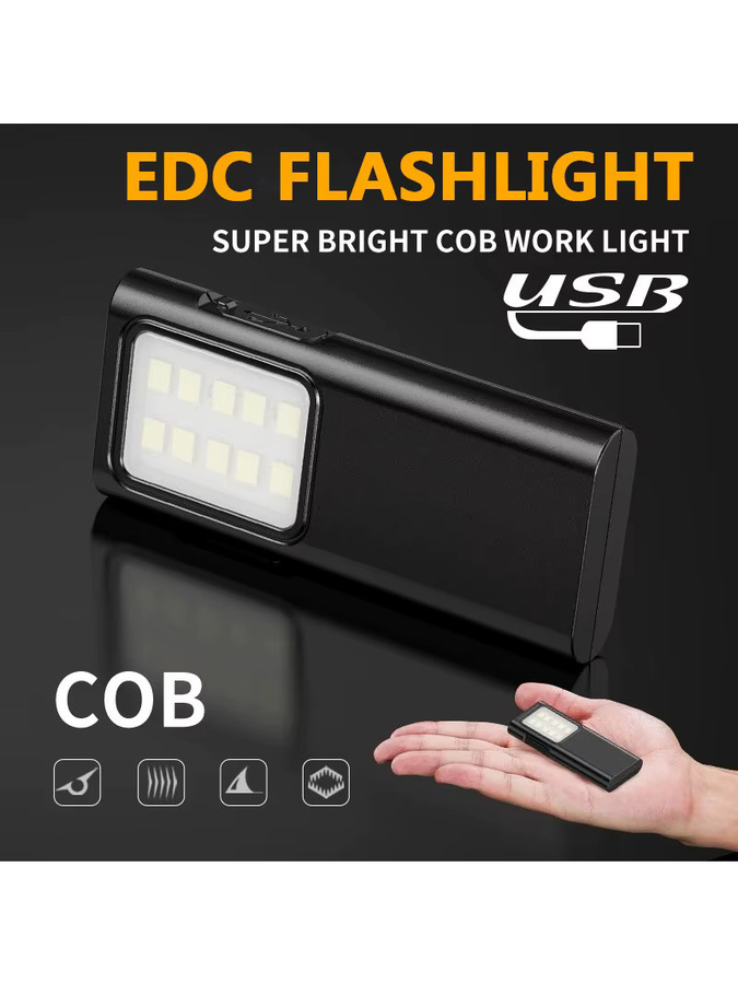 Heinast Mini EDC Taschenlampe mit USB-Aufladung und Clip in Schwarz - Bild 5