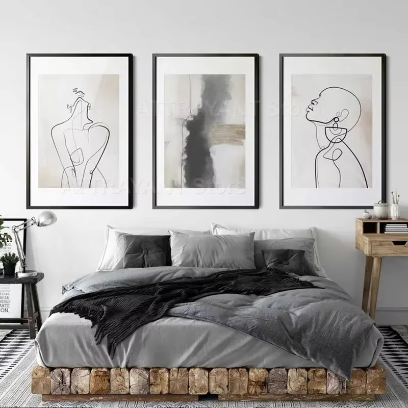 Potdemiel Abstrakte Linien Frau Moderne Leinwand Malerei Portrait Poster für dein Wohnzimmer - Bild 2