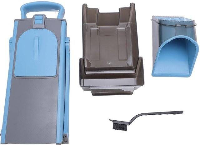 CosyHome Verstellbarer Gemüseschneider und Lebensmittelhacker mit Behälter, Mandoline und Reibe, Grün/Blau - Bild 1