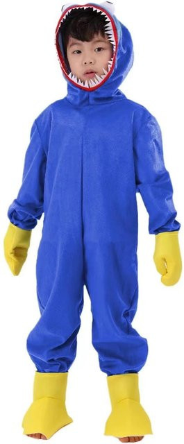 Huggy Wuggy Kostüm Poppy Playtime, mit Kopfbedeckung, blau - Bild 1