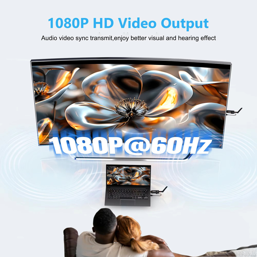 Vrriis Drahtloser HDMI Video Sender und Empfänger Extender mit 5G Wifi für TV, Laptop und Projektor, Schwarz, Reichweite 200 m - Bild 4