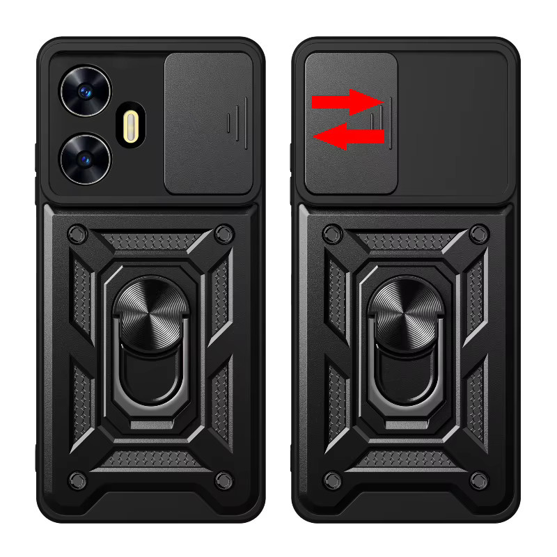 Heavy Duty Schutzhülle für OPPO A79 A78 A77 A58 und Realme Note 60 70 4G mit 360-Grad-Kickstand und Kameraschutz in Schwarz von Gusakov - Bild 3