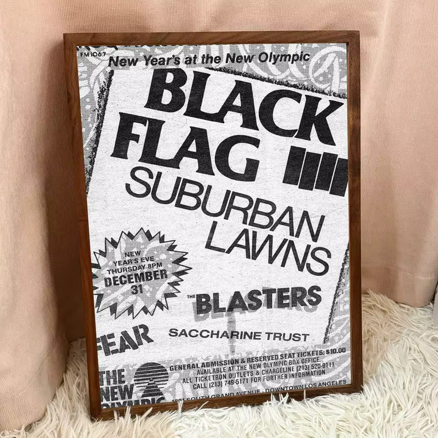 Vintage Punk Black Flag Band Poster in Schwarz als Retro-Wanddekoration aus Papier - Bild 5