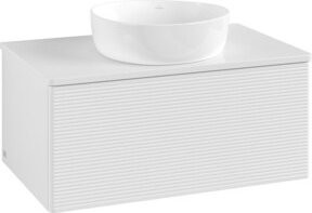 V&B Waschtischunterschrank Antao mit Frontstruktur und Beleuchtung in Weiß lackiert, B/T/H: 80 x 36 x 50 cm - Bild 1