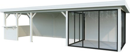 PALMAKO Pavillon Lenna aus Fichtenholz in Weiss mit Pultdach B/T/H: 916 x 340 x 245 cm - Bild 1