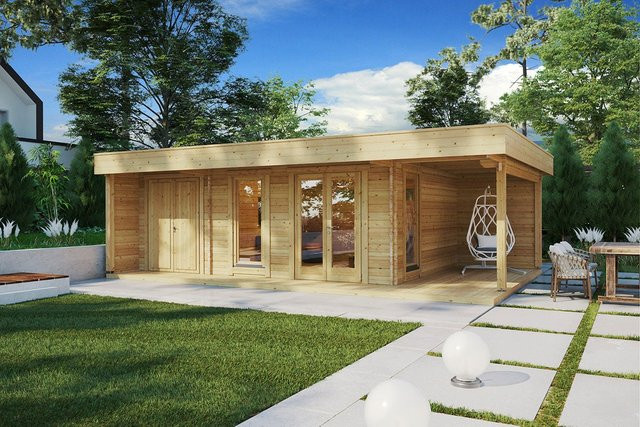 Gartenhaus Hansa Lounge XXL mit Terrasse in modernem Design, Außenmaß: 8 x 5 m - Bild 1