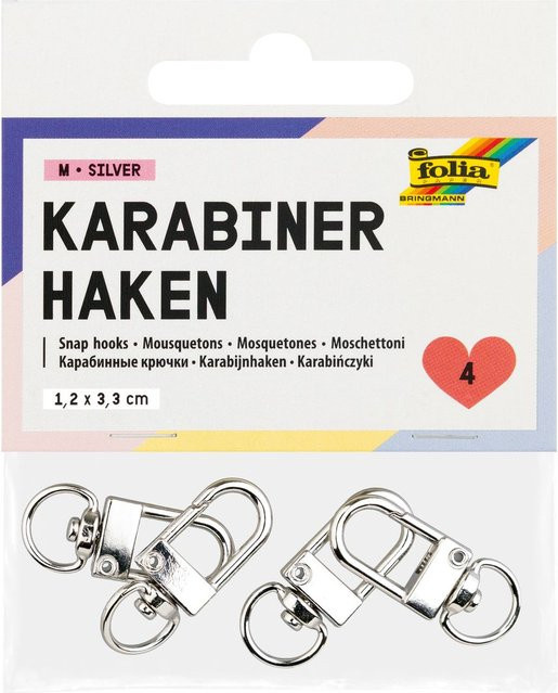 Karabinerhaken, Silber, 4 Stück, Unisex - Bild 1