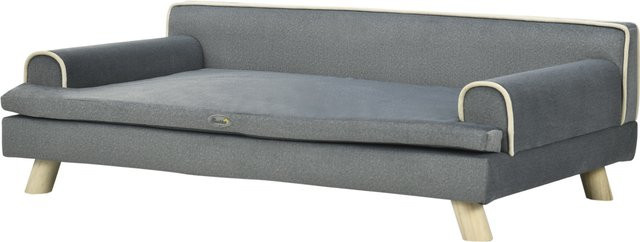 Aosom PawHut Skandinavisches Design-Sofa für Hund und Katze in Grau mit abnehmbarem Kissen und Holzbeinen B/T/H: 100 x 62 x 32 cm - Bild 1