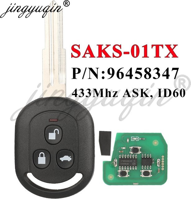 Jingyuqin Auto-Fernbedienungsschlüssel für Chevrolet Aveo Optra Daewoo Nubira, Farbe: Schwarz, 433,92 MHz ASK 4D60 Chip - Bild 1