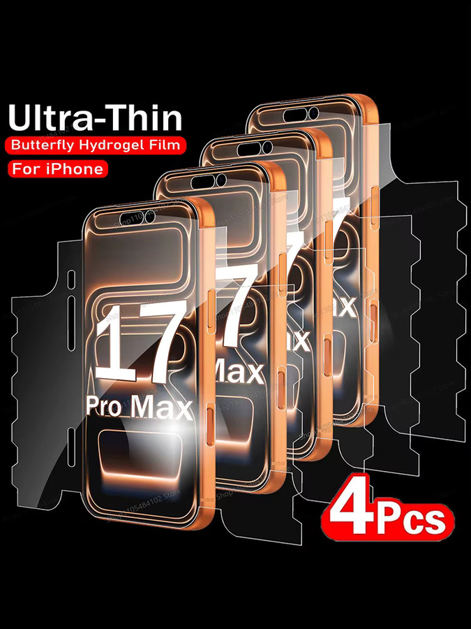 Amour Brave 4er-Set Hydrogel-Displayschutz mit Schmetterlingsmotiv für iPhone 11 bis iPhone 17 Pro Max Mini Plus Air für Vorder- und Rückseite - Bild 5