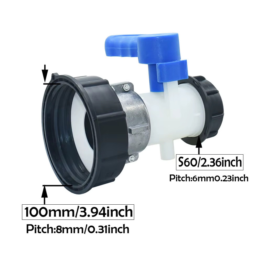 IBC Tank Adapter Ventil Fitting 100mm auf S60x6mm mit 2 Zoll Gewinde für Regenwasserbehälter in Multicolor - Bild 2
