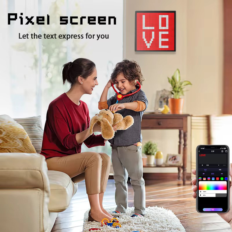 ZCMLED Programmierbarer Digitaler Bilderrahmen mit 32x32 Pixel-Display in Schwarz zur Dekoration und Werbung - Bild 3