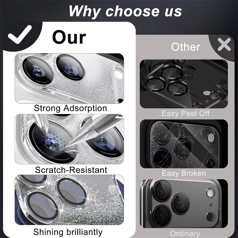 Liquid Quicksand Flowing Kameraobjektivschutz aus gehärtetem Glas für iPhone 17 Pro Max und iPhone 17 Pro in Schwarz und Transparent - Bild 5
