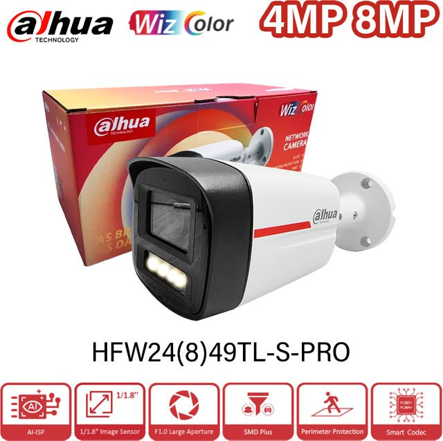 Dahua WizColor Smart Home Kamera mit 4MP/8MP Auflösung, 4K PoE CCTV, eingebautem Mikrofon und 50m Beleuchtungsentfernung in Weiß - Bild 1