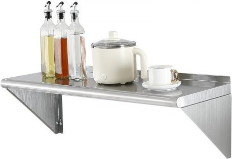 VEVOR Wandregal aus Edelstahl in Silber, schwebendes Regal mit Halterungen, B/T/H: 91,4 x 30,5 x 29,8 cm - Bild 1