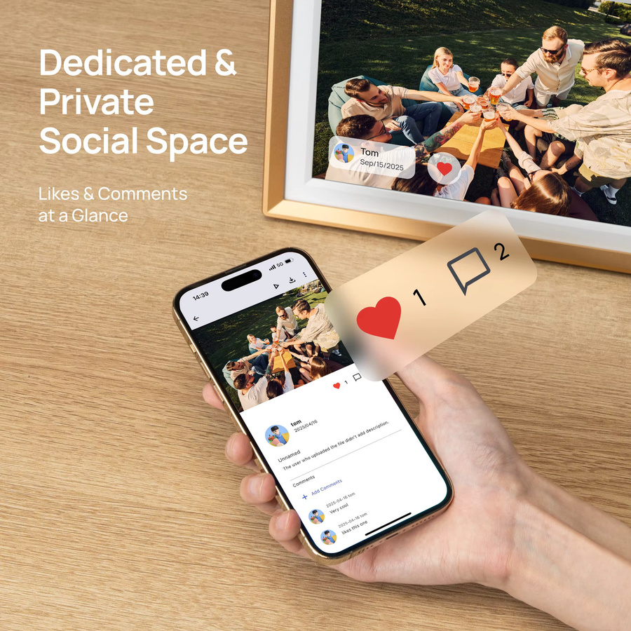 ARZOPA Digitaler Fotorahmen 10,1 Zoll mit WiFi und Touchscreen, 32 GB Speicher, IPS HD Display, Gold - Bild 4