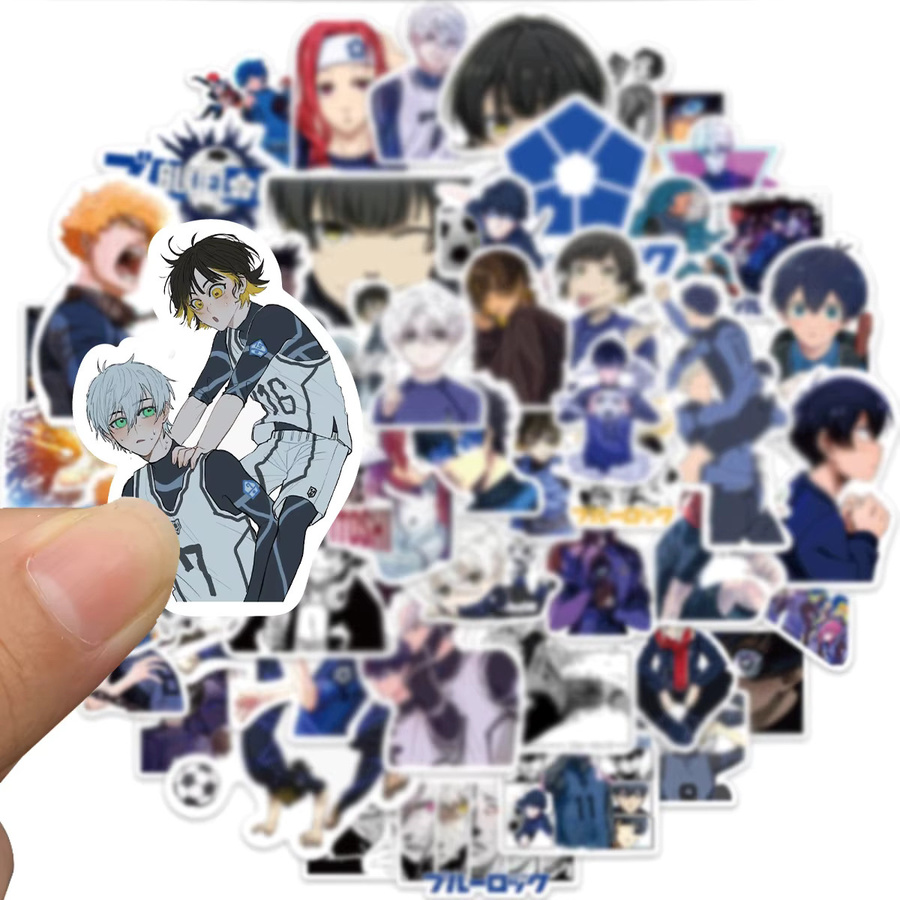 50-teiliges Anime-Fußball-Aufkleber-Set in Blau und Multicolour für DIY-Handwerk und Journaling - Bild 3