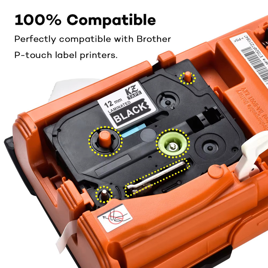 Kompatibles Brother Etikettenband Weiß auf Schwarz für Brother P-touch PTH110 und PTD210, Breite: 9 mm oder 12 mm - Bild 3