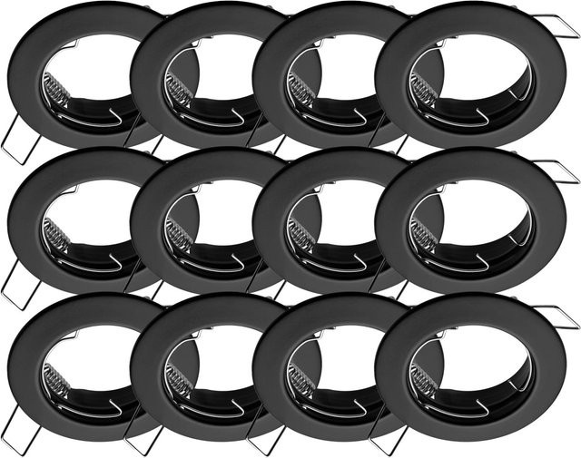 Oktaplex 6er Set Sedan Einbaustrahler für LED-Module, runde Deckenstrahler mit GU10 Fassung, Schwarz - Bild 1