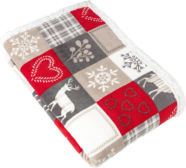 Kuschel-Wendedecke von viva domo in Patchwork-Optik, flauschiges Fleece, B/T: 180 x 130 cm - Bild 1