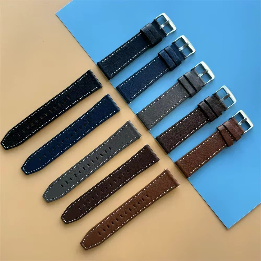Uhrenarmband Leder, Schwarz, Unisex, 20/22mm - Bild 2