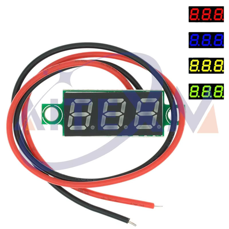 AITEXM ROBOT 4er Set Mini Digital Voltmeter 0,28 Zoll mit LED Bildschirm, Spannungstester 2,5 V-40V in Rot, Blau, Gelb und Grün - Bild 2
