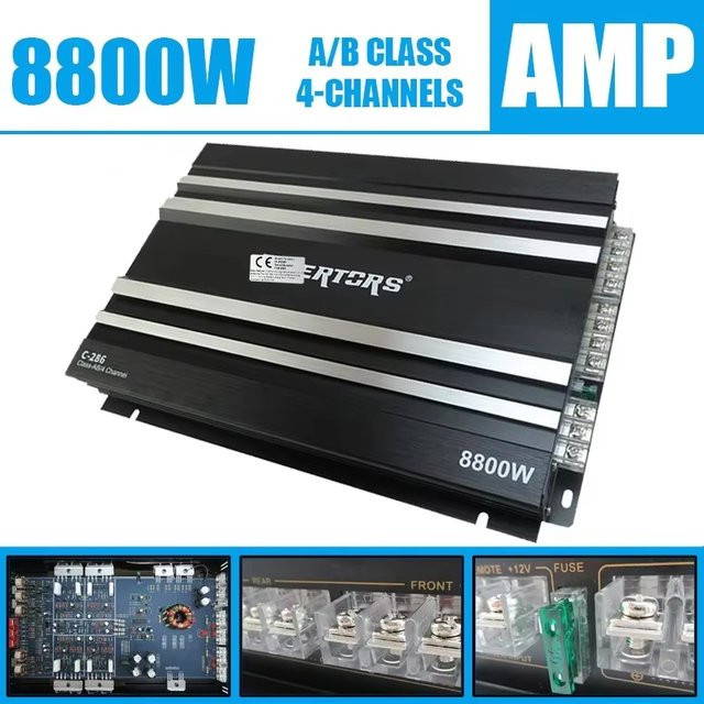 Q-PERTORS Klasse AB Car Audio 4 Kanal Stereo Leistungsverstärker in Schwarz mit 8800 W Power für Lautsprecher, Subwoofer, Höhen und Mid-Bass - Bild 1