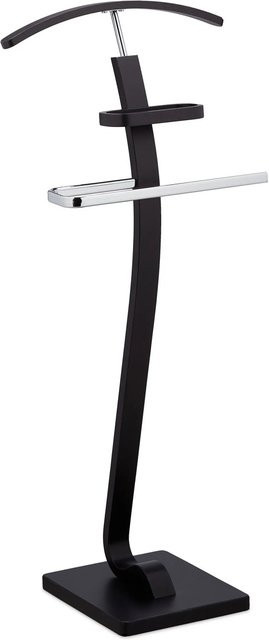 Relaxdays Herrendiener aus MDF und Stahl in Schwarz mit Ablage, H x B x T: 112 x 46 x 32 cm - Bild 1
